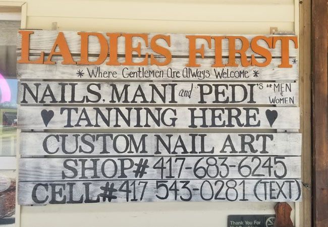 Ladies First Nail & Beauty Salon sign