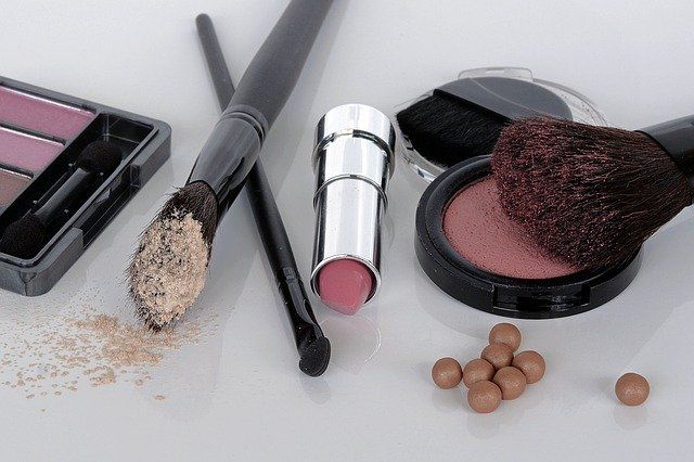 various cosmetics on table