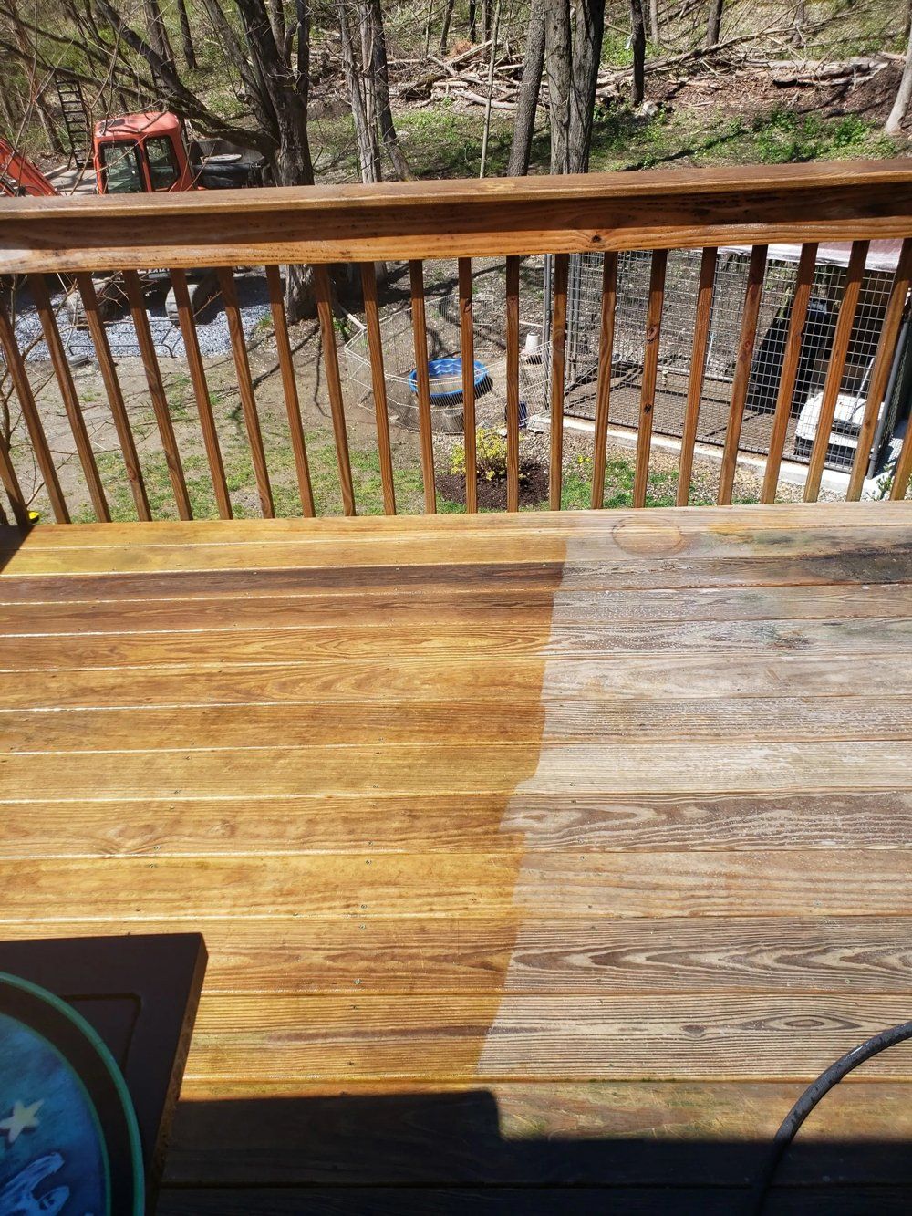 Halfway Cleaned Deck — Arlington, NY — 6 Star Power Washing