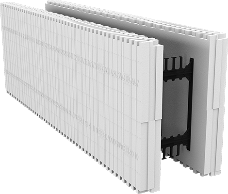 Two white, interlocking blocks with black connecting pieces.