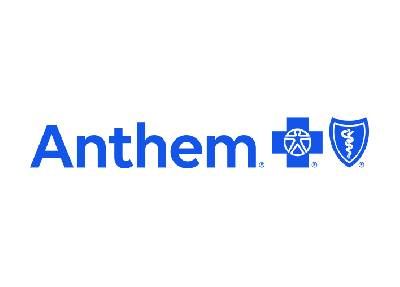 Anthem logo: Blue text and icons, including a plus sign and shield, on a white background.