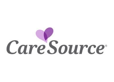 CareSource logo with a purple heart. The text is dark gray.