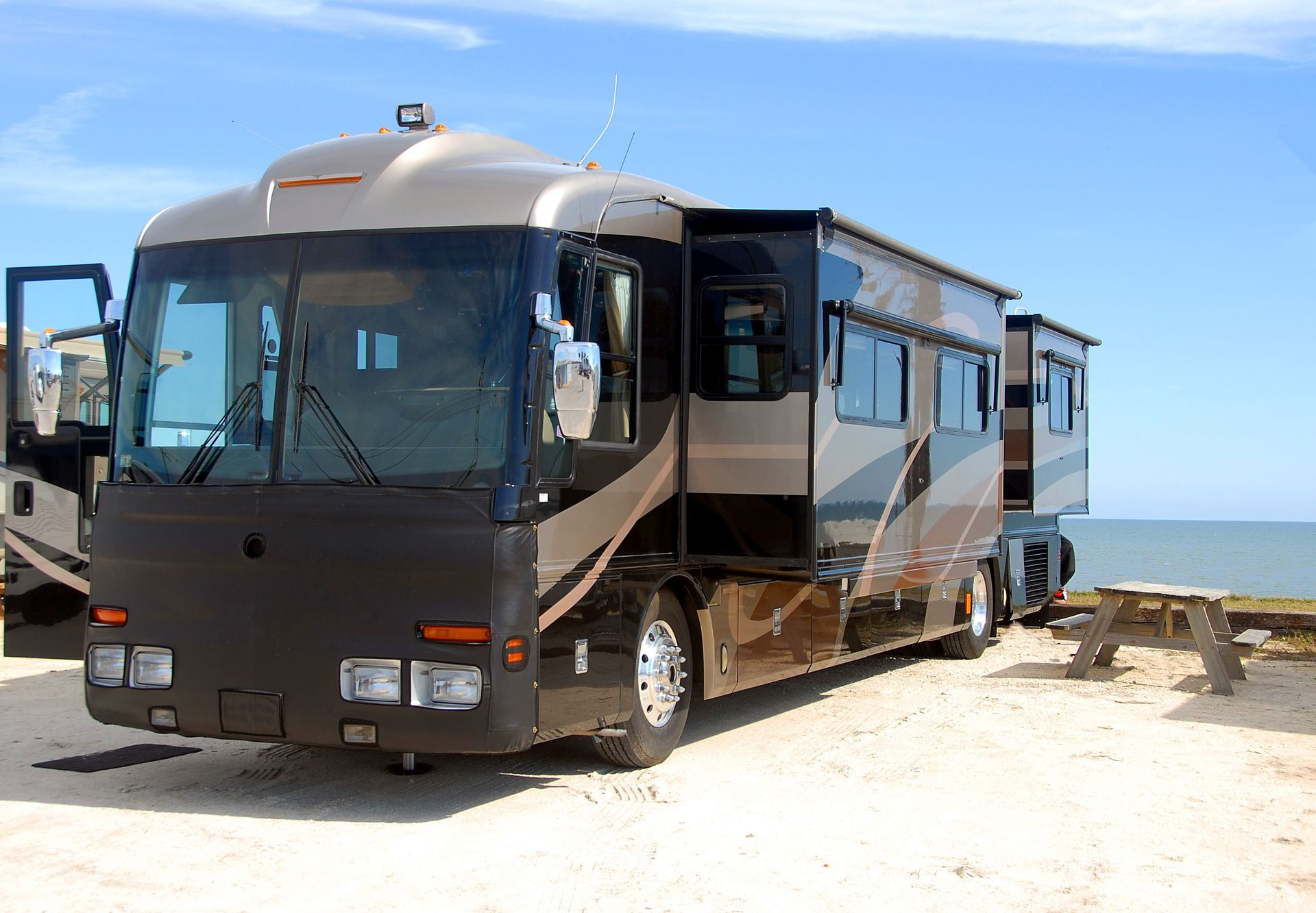 Motorhome camping on beach