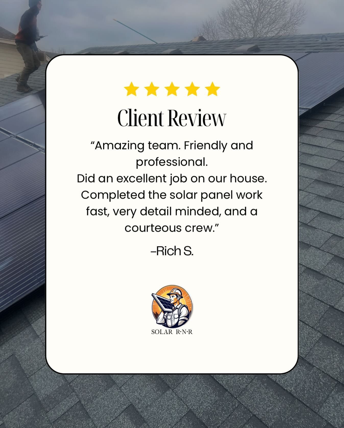 A client review of a solar panel installation on a roof.