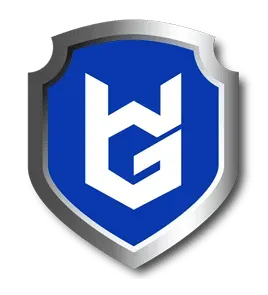 A blue shield with a white letter g on it