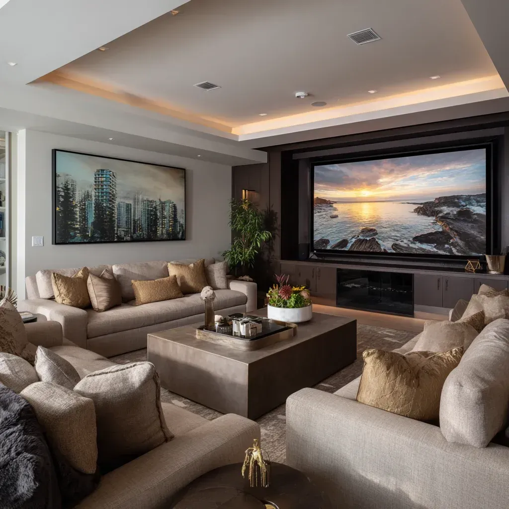 Basement Renovations Vancouver BC Transform Unfinished Basement Into Modern Living Space With Framing, Insulation, And Drywall Installation. Vancouver Basement Remodeling Contractor Delivers Custom Basement Finishing And Interior Build Out. Vancouver Basement Remodeling Project Converts Old Basement Into Legal Basement Suite With Separate Entrance And Code Compliant Construction. Basement Suite Builder Vancouver Handles Permits, Layout Design, And Full Renovation Execution.
Finished Basement Vancouver Showcases Open Concept Living Area With Luxury Vinyl Flooring And Recessed Lighting. Basement Renovation Company Vancouver Creates Functional Basement Spaces With Modern Interior Design.
Custom Basement Renovation Vancouver Includes Home Theater Installation With Acoustic Insulation And Media Wall Setup. Basement Contractor Vancouver Designs Entertainment Room With Soundproofing And Lighting Integration.
Basement Finishing Vancouver BC Includes Drywall Installation, Ceiling Framing, And Energy Efficient Insulation System. Vancouver Basement Renovation Team Builds Comfortable Basement Living Space With Proper Construction Methods.