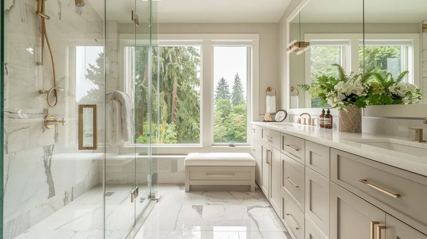 Bathroom renovation contractors Vancouver installing custom vanity drawers and stone countertops. Updated plumbing and drainage systems enhance reliability. Built to BC safety and building standards.
Vancouver bathroom remodel before and after transformation with layout reconfiguration. Heated flooring and LED lighting upgrade included. Designed for contemporary West Coast homes.
Luxury bathroom renovation Vancouver featuring double vanity and porcelain slab shower. Matte black fixtures create modern aesthetic. Backed by workmanship guarantee.
Bathroom remodeling Vancouver Lower Mainland with eco-friendly low-VOC paint and energy-efficient lighting. Smart ventilation system improves air circulation. Sustainable bathroom renovation solutions offered.
Vancouver bathroom remodel including shower conversion and vanity replacement. Waterproofing system protects subfloor integrity. Professional project scheduling and trade coordination provided.