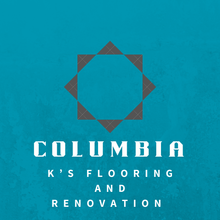 Columbia flooring installation logo on a blue background