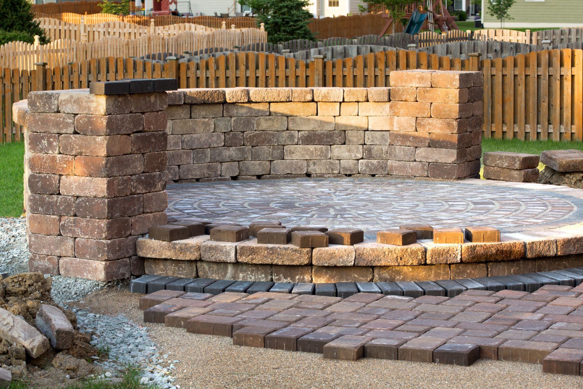 Pavers meets with patio island.
