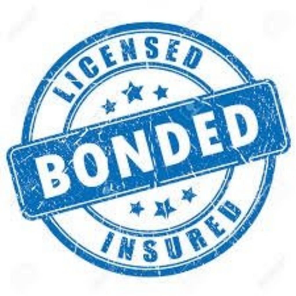 A blue stamp that says licensed bonded insured