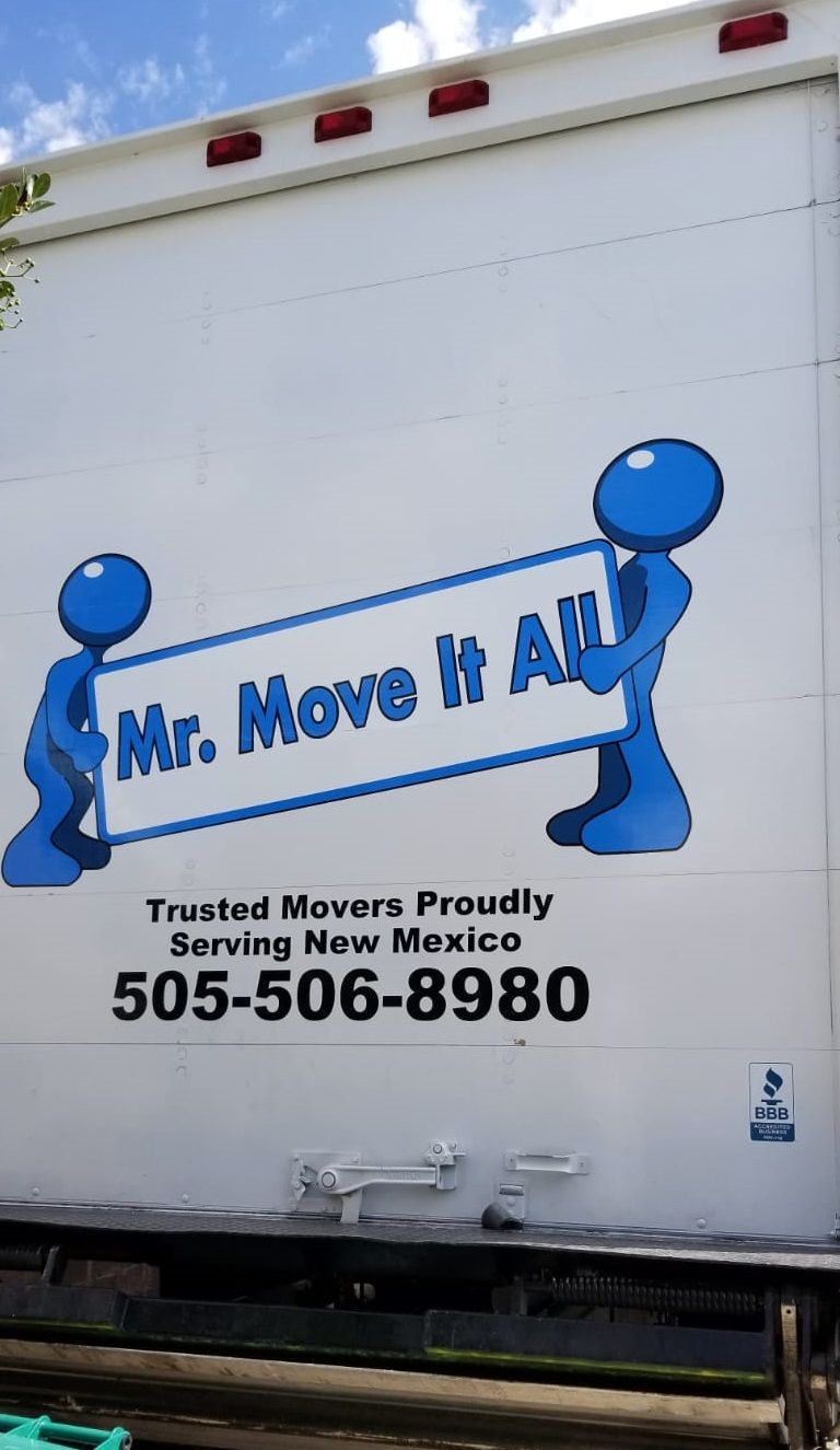 The back of a mr. move it all moving truck