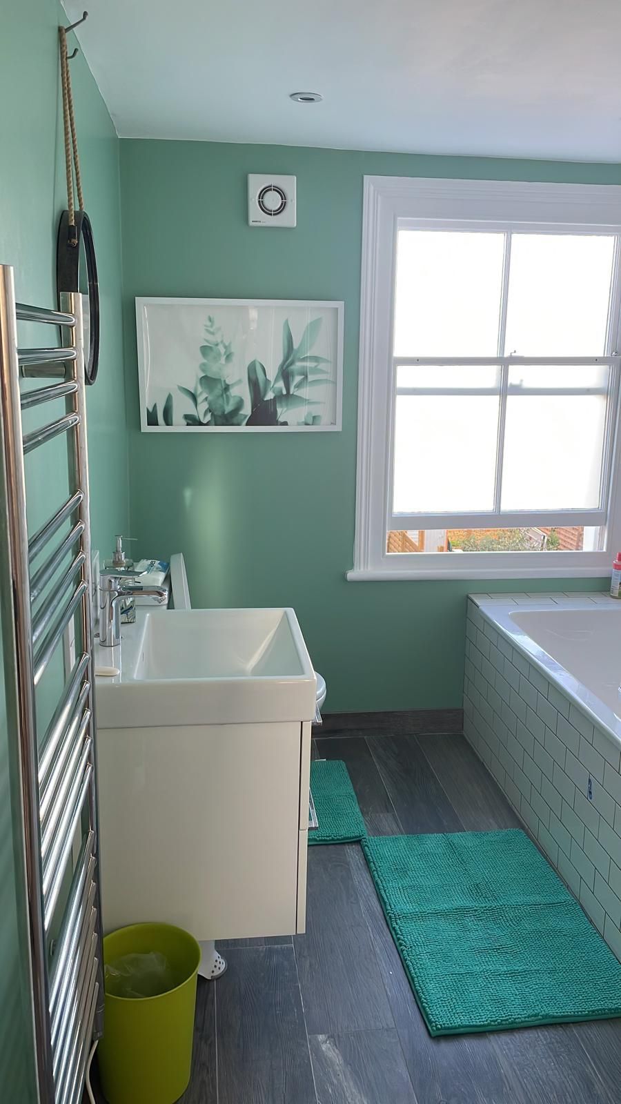 bathroom painted green