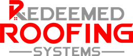 The logo for redeemed roofing systems is red and gray.