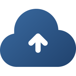 A blue cloud with an arrow pointing up.