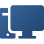 A blue icon of a computer monitor and a cell phone.