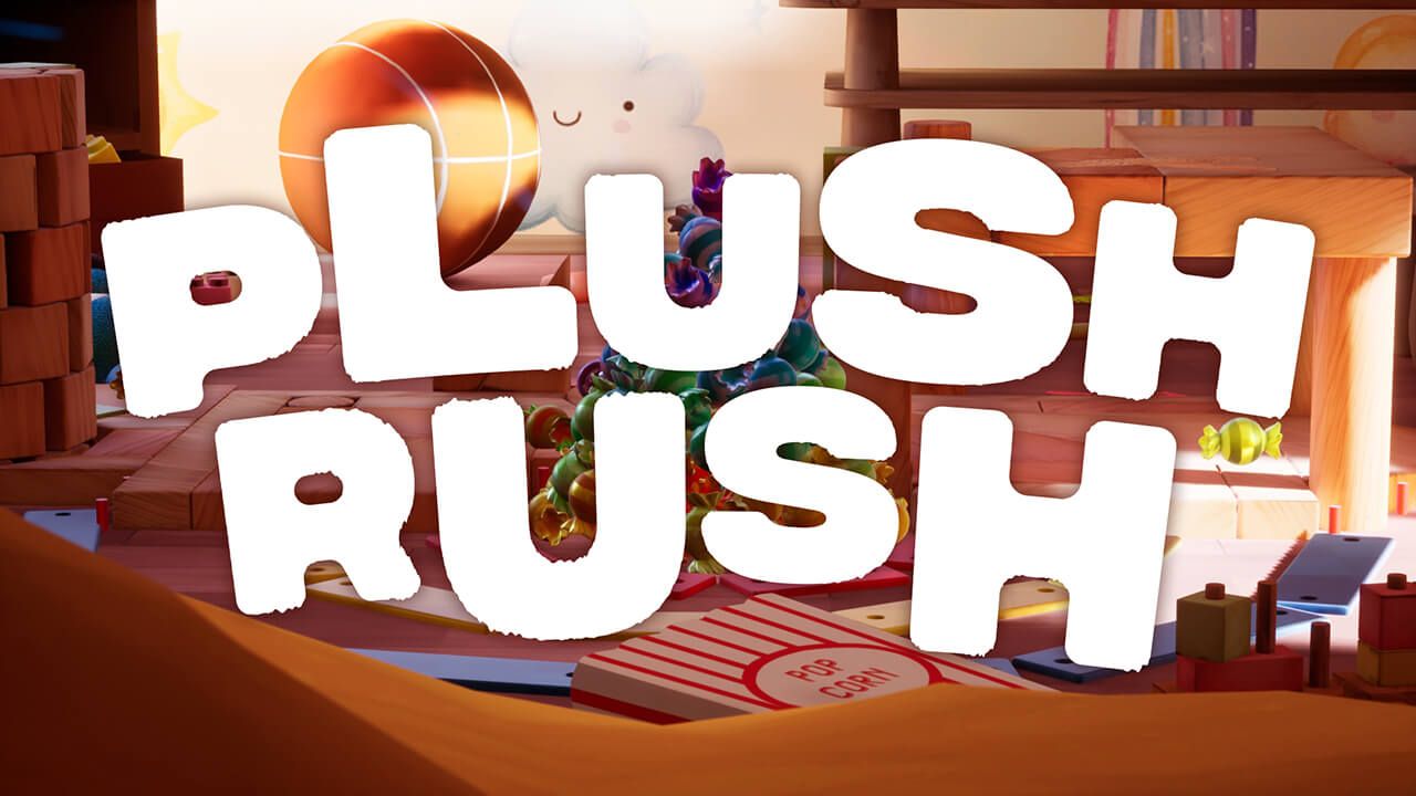 White plush rush sign in front of a kids room in virtual reality shooter game