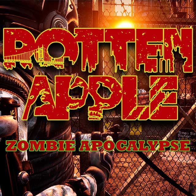 Zombie Apocalypse Rotten Apple natpis crvenim slovima