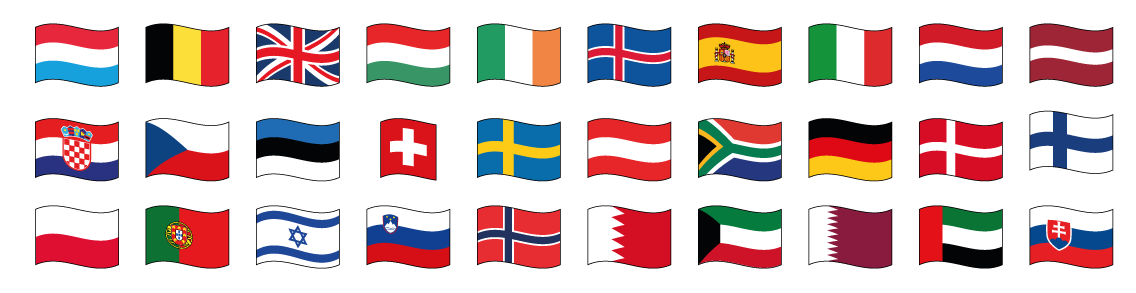 Flags of several countries displayed in rows.