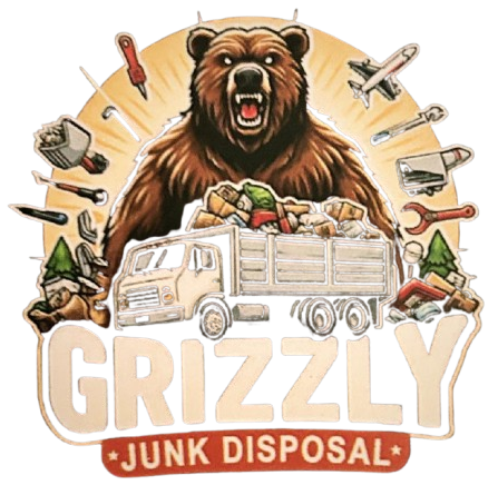 A Grizzly Junk Disposal logo with a bear