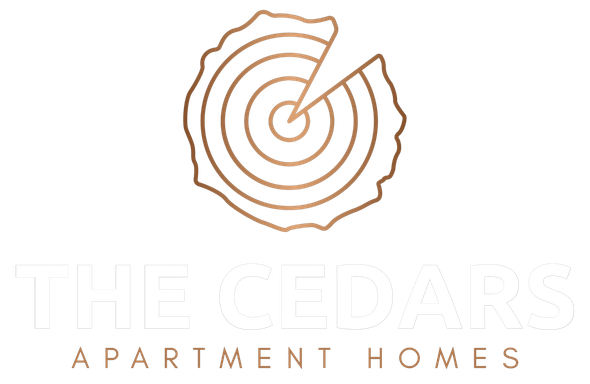 The Cedars apartment homes Logo footer: click to go to homepage