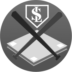 A black and white baseball logo with the letter LS on it