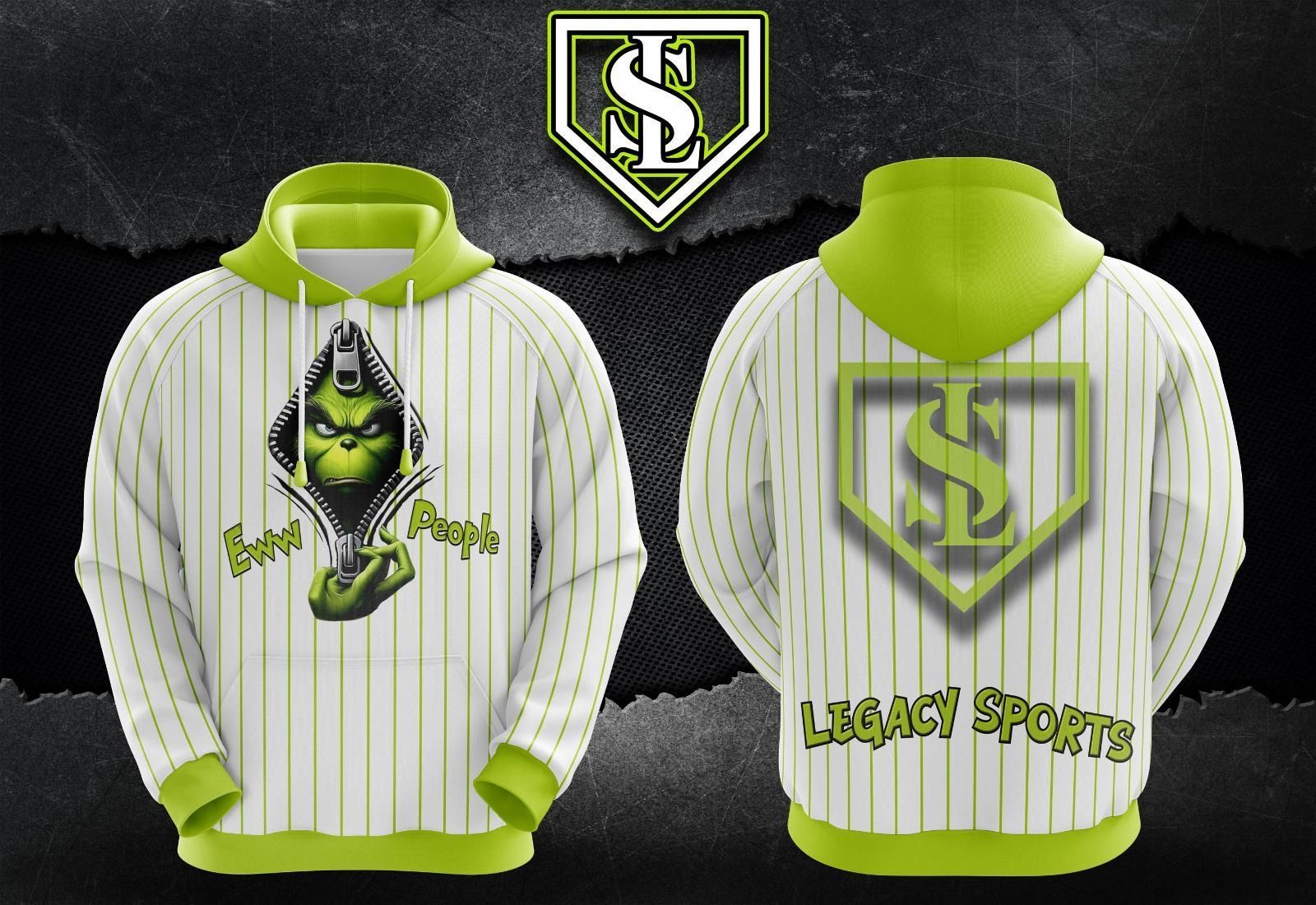 Legacy Hoodie - Grinch Pinstripes