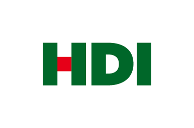 Grünes „HDI“-Logo mit einem roten Querbalken auf dem „H“.
