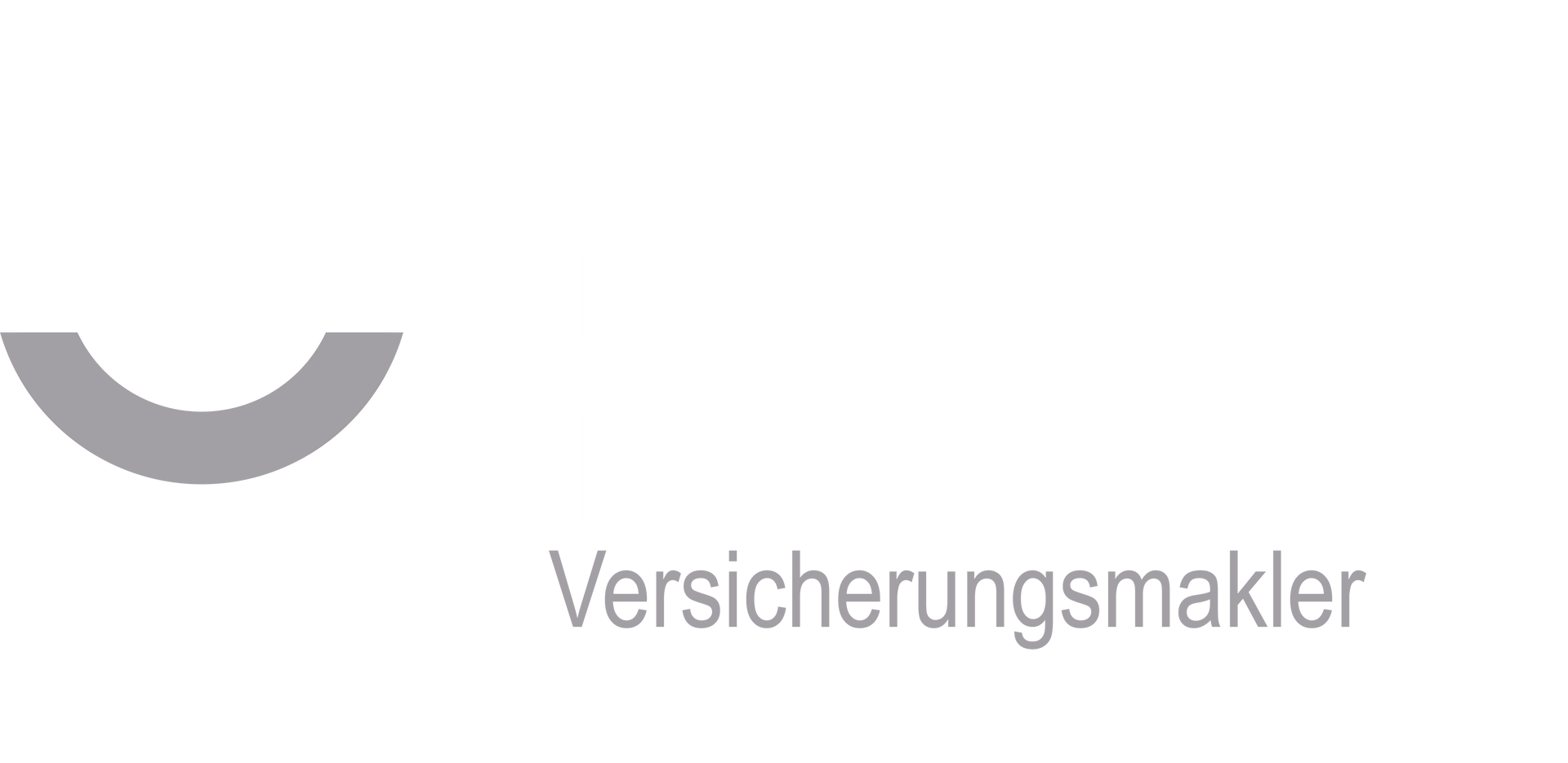 Logo mit grauem Halbkreis und dem Text „Versicherungsmakler“ in Grau.