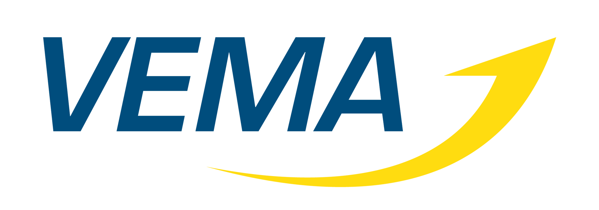 VEMA-Logo mit blauem Text und einem gelben, nach oben zeigenden Pfeil.