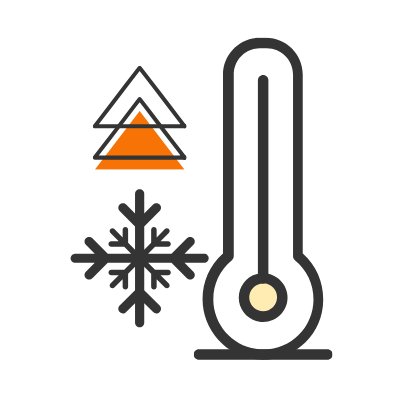 Graphic of a thermometer with a snowflake