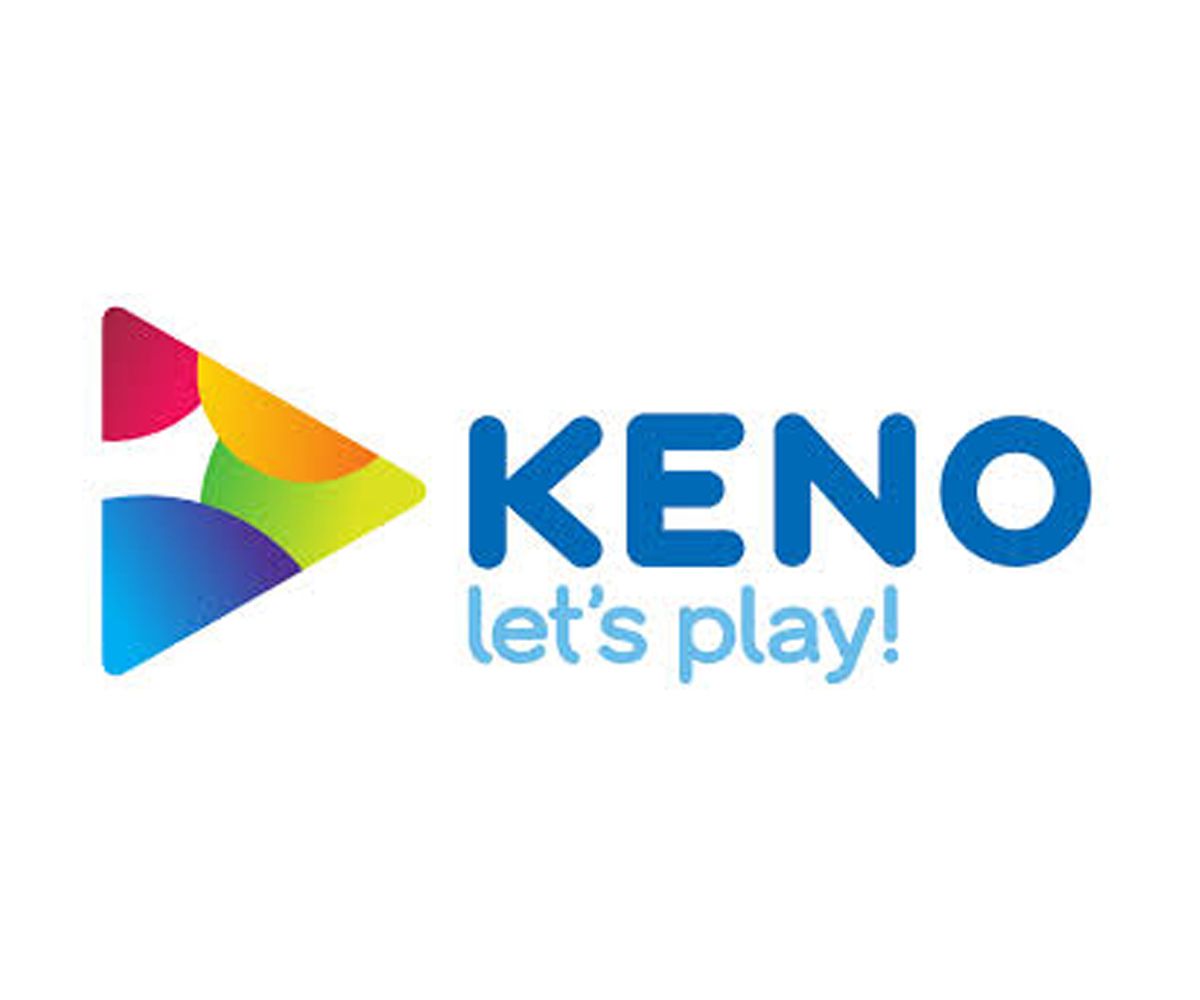 A keno logo that says let 's play