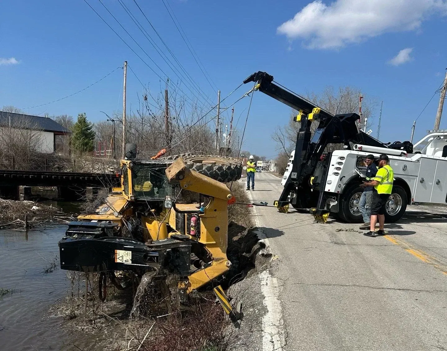 Semi truck / tractor trailer being towed near Clay County, MO, outside of Kansas City, Missouri.