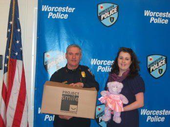 Worcester Police with Project Smile Children's Donations