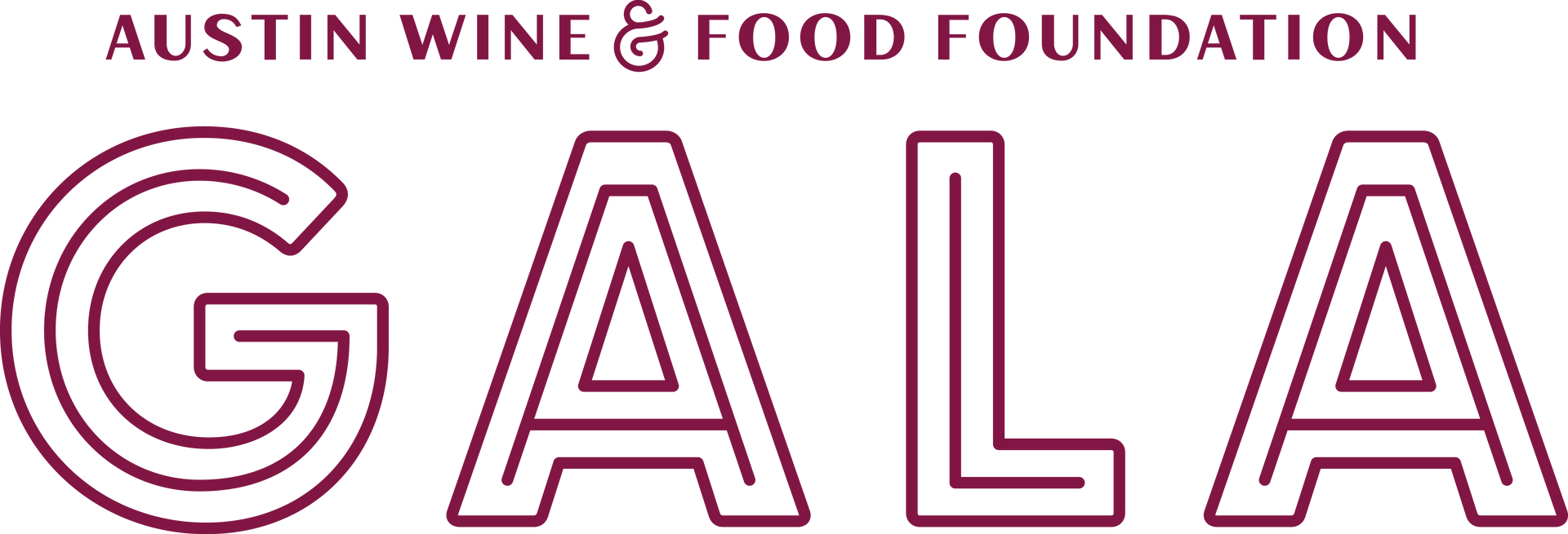 Logo for Austin Wine & Food Foundation's GALA, featuring the word 