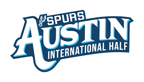 Logo for Spurs Austin International Half. Text 