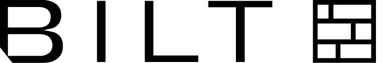 The word bilt is written in black and white on a white background.