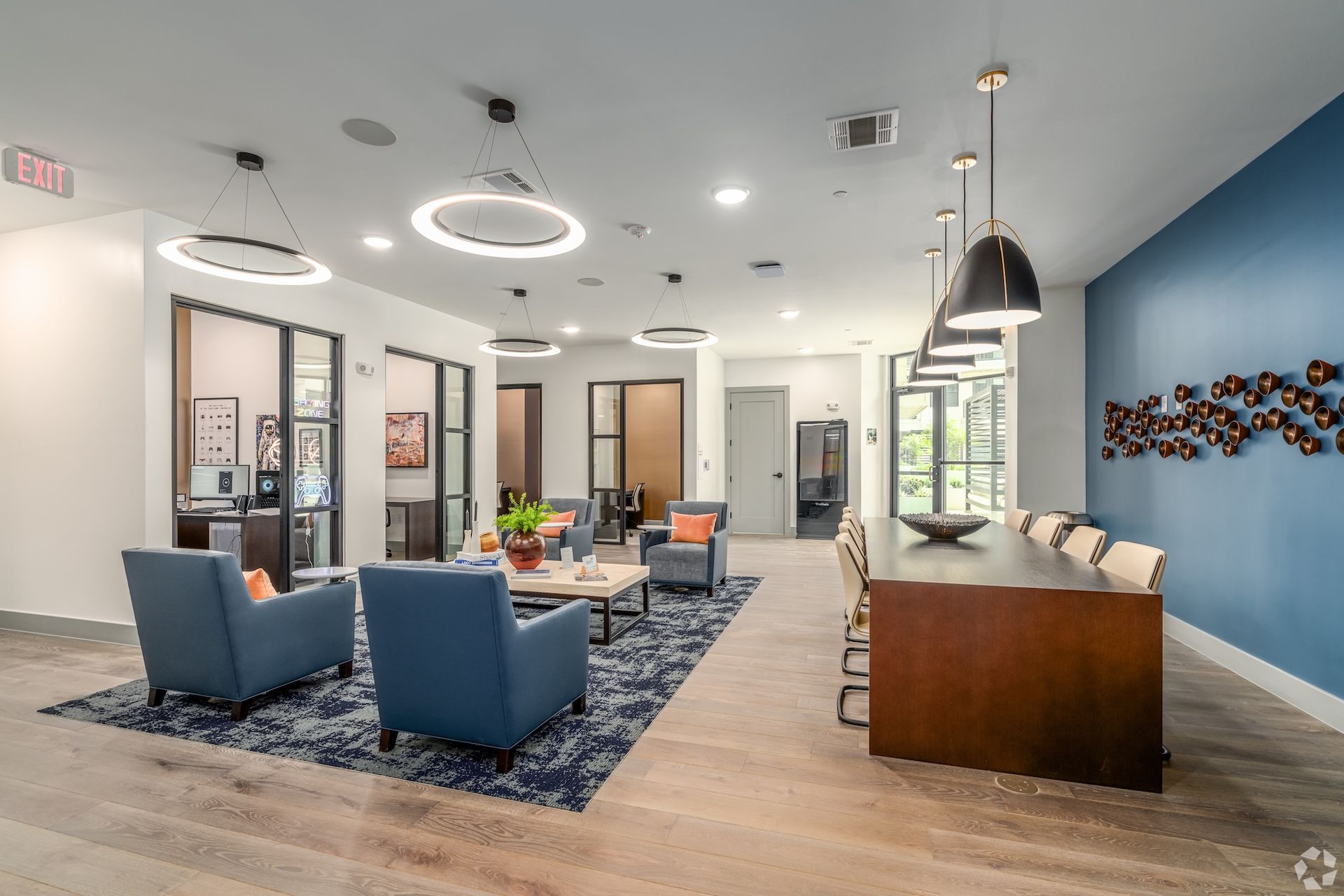 Business center with private conference rooms