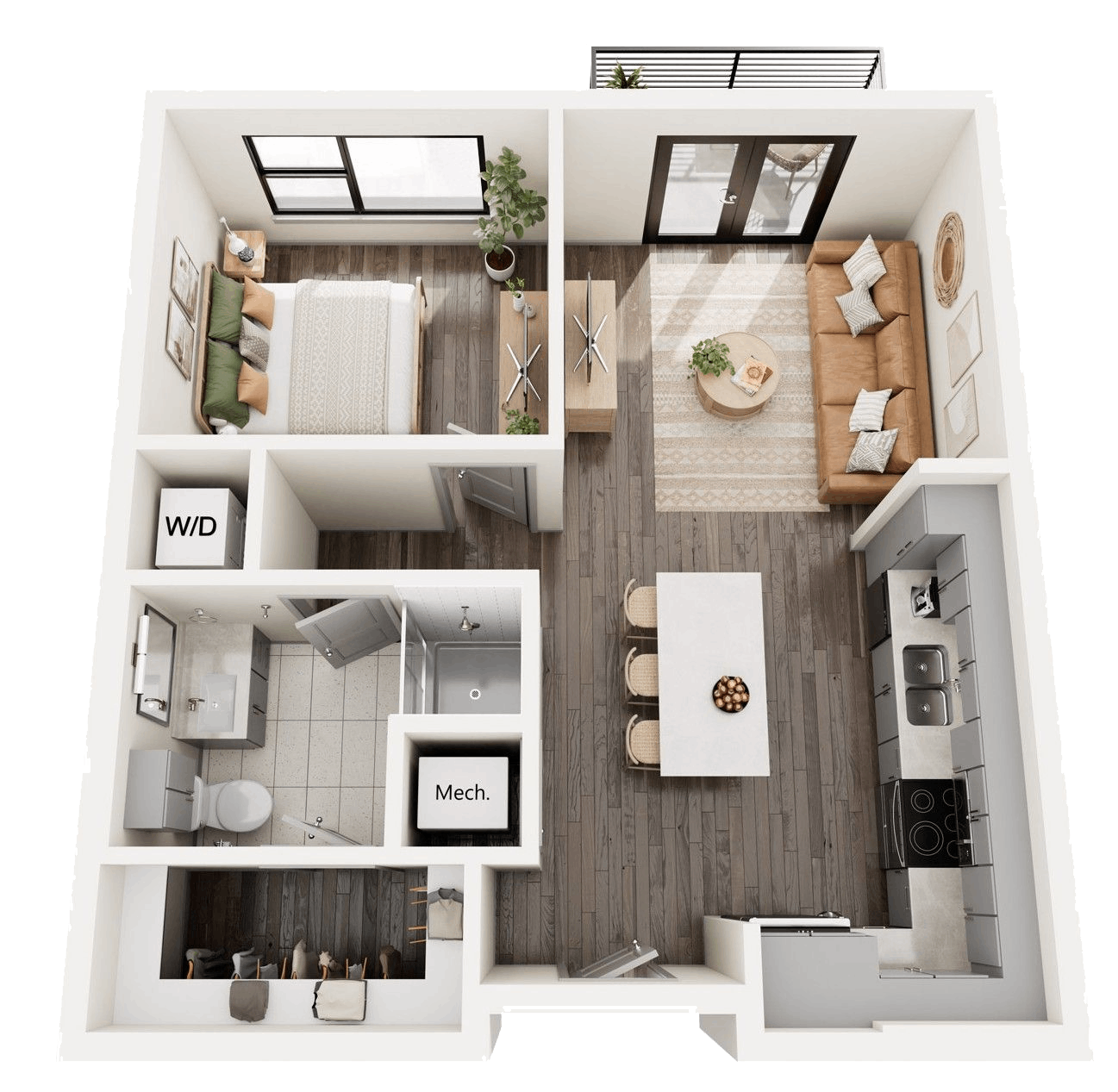 An aerial view of a floor plan of a house