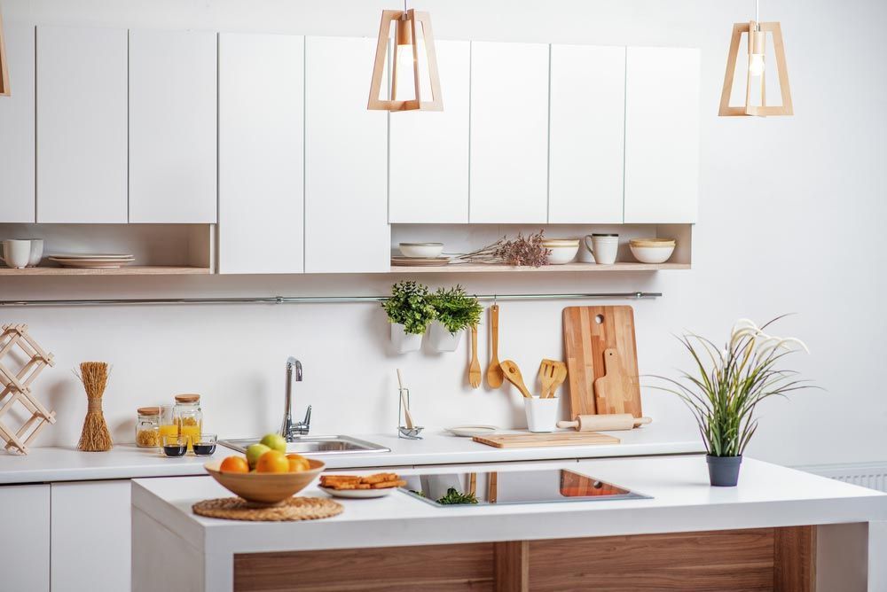 Kitchen With Black And White Cabinets
