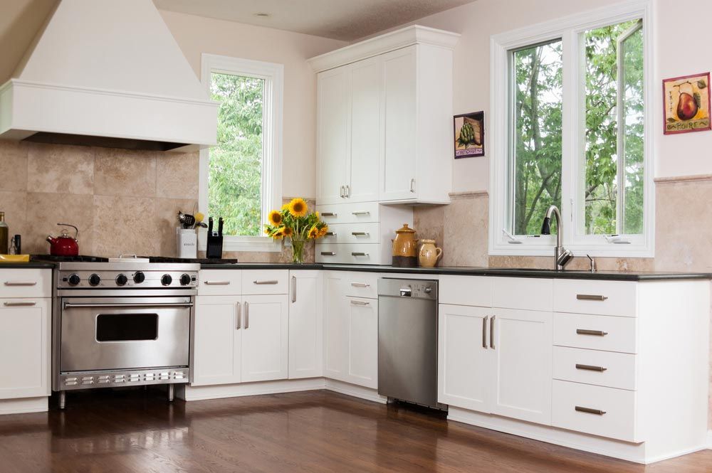 Small Kitchen With White Cabinets