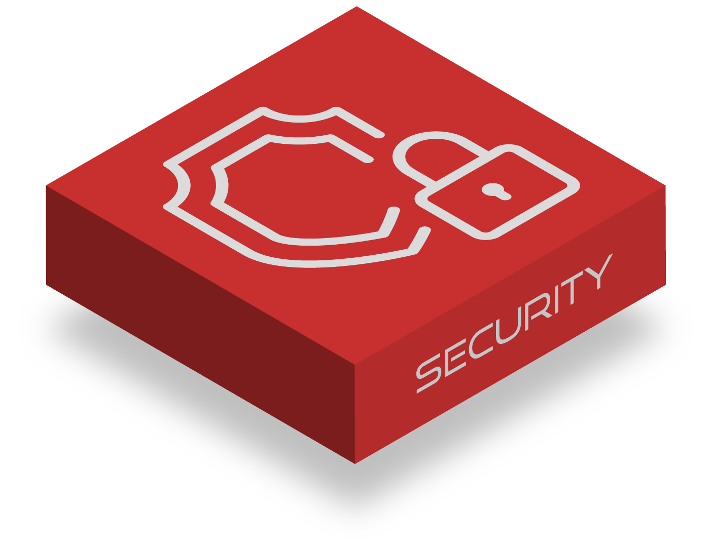 A red box with the word security on it