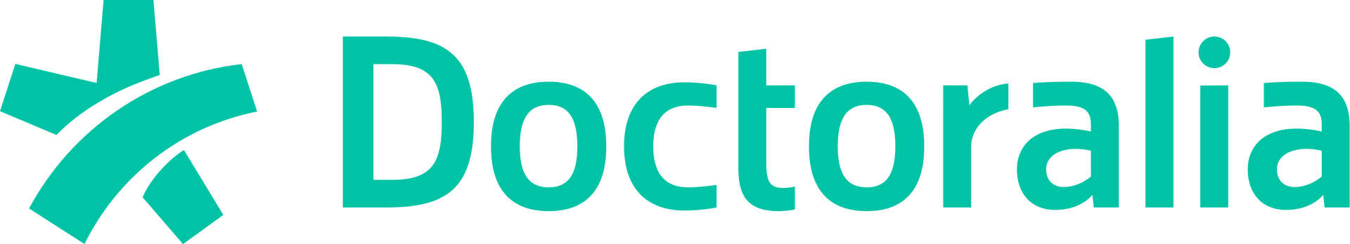 Um logotipo para a Doctoralia com uma estrela verde em um fundo branco.