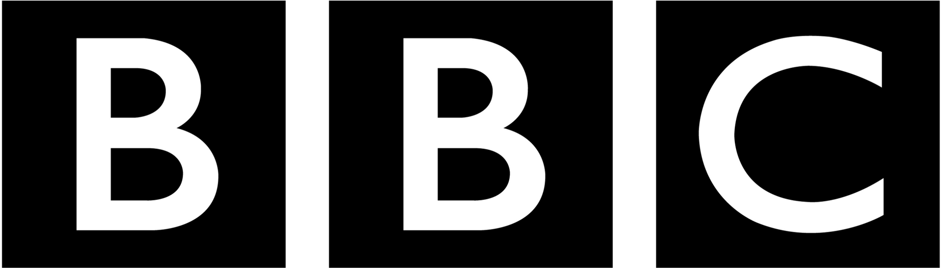 The BBC logo: three white letters 'B', 'B', 'C' centered in individual black squares.