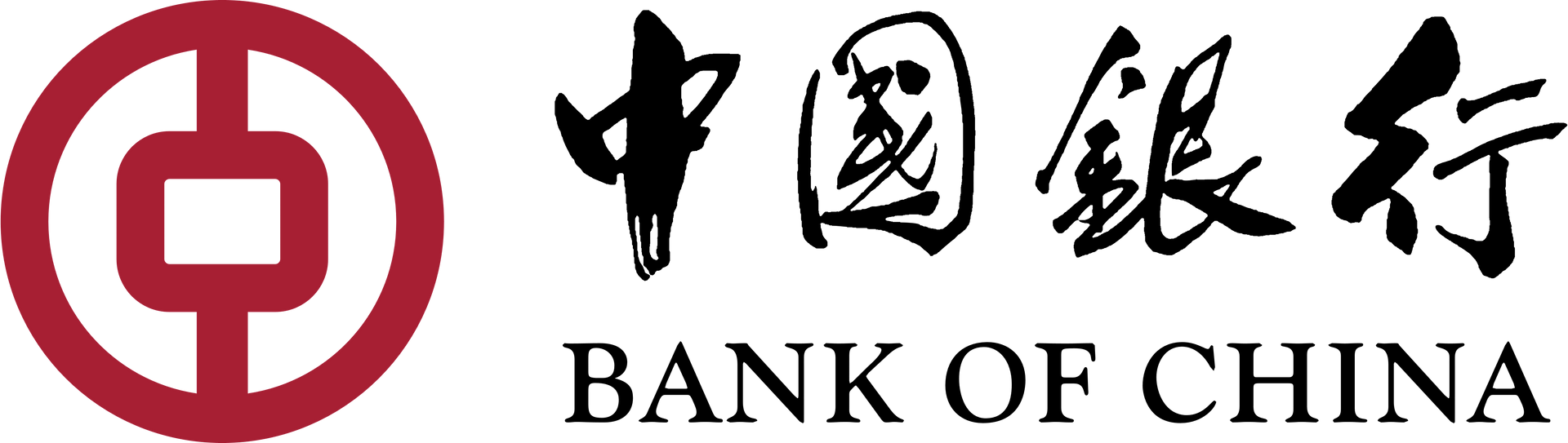 The Bank of China logo featuring a red circular emblem with a square cutout next to the bank's Chinese and English name.