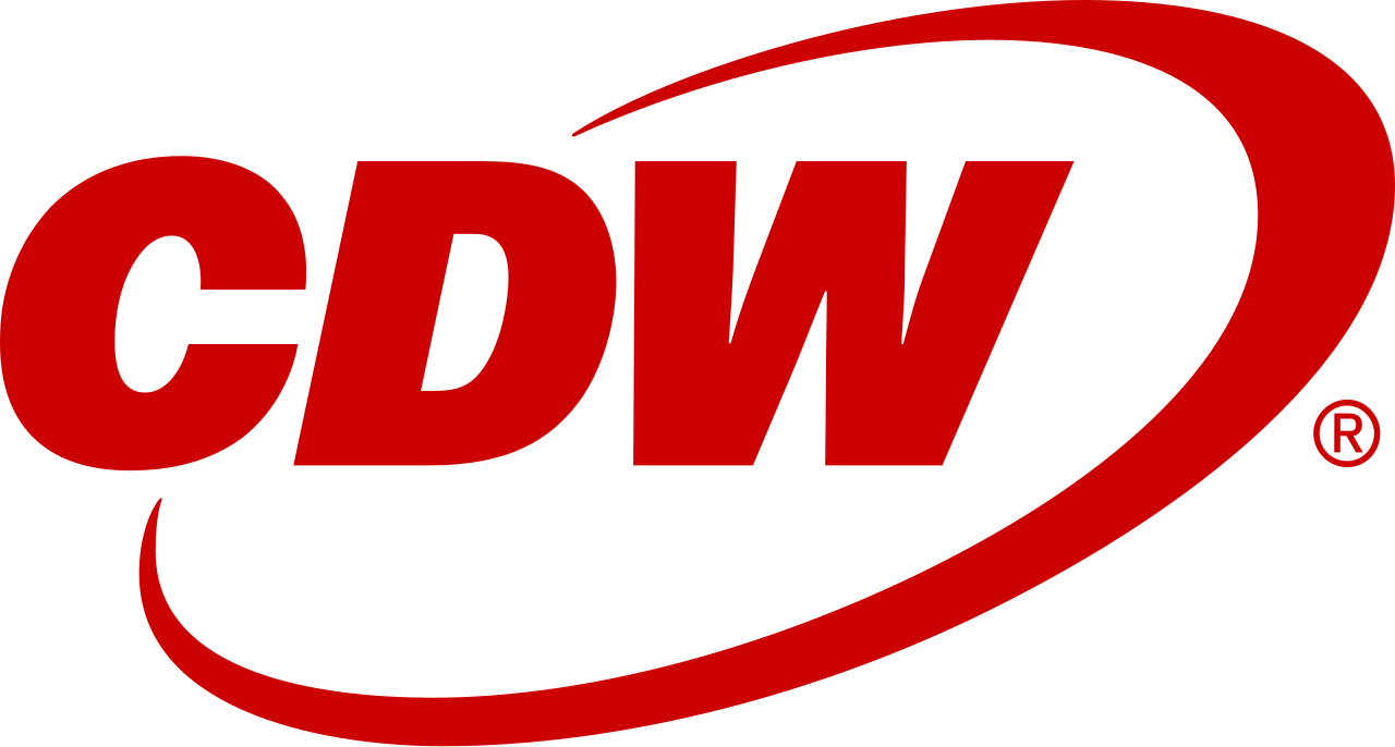 The red CDW logo with a stylized red swoosh curving over and under the bold, uppercase text.