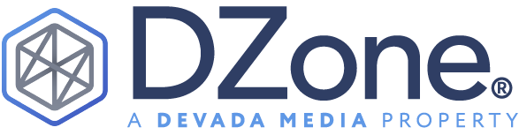 Logo for DZone, a Devada Media property, featuring a geometric hexagonal icon next to the dark blue text.