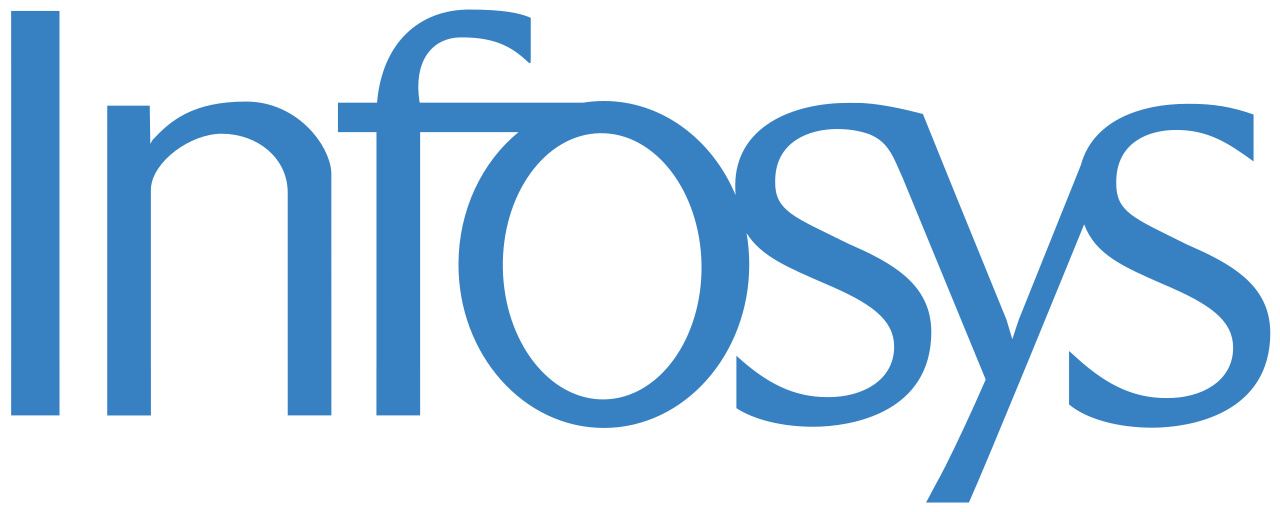 Blue Infosys logo on a white background.