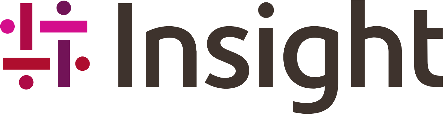 The logo for Insight features a stylized icon made of colored bars and dots next to the brand name in dark grey text.