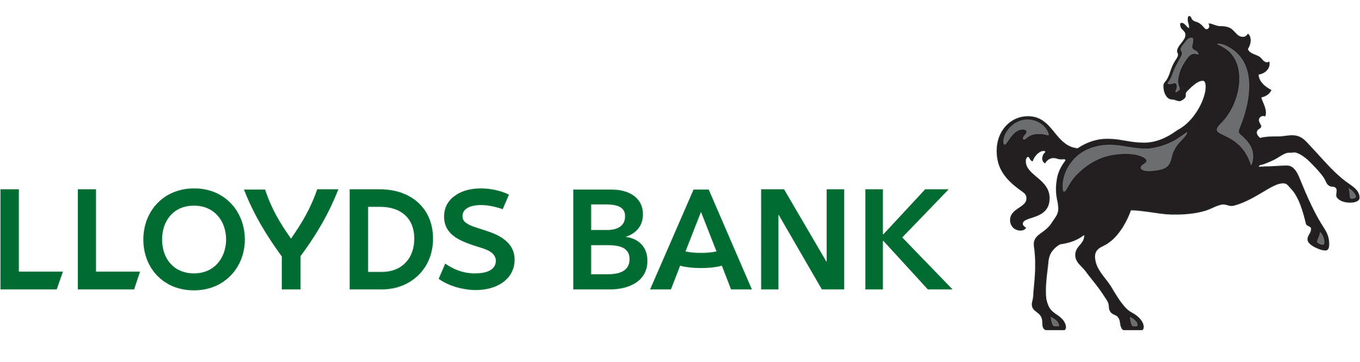 The Lloyds Bank logo, featuring dark green text with a black rearing horse symbol on the right.