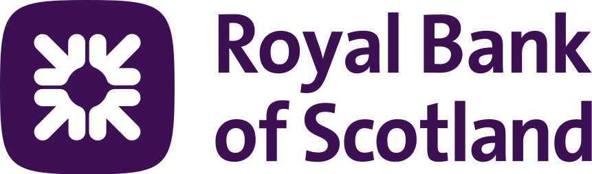The purple and white Royal Bank of Scotland logo, featuring a square icon with four inward-pointing arrows.
